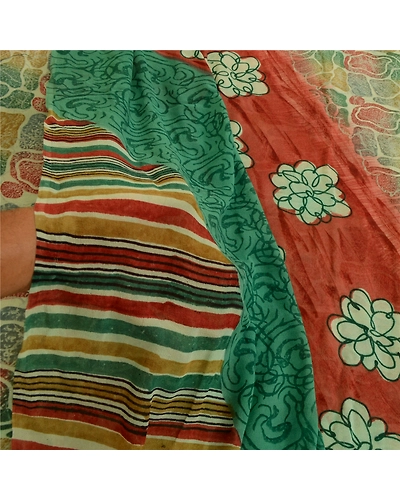 Sanskriti Vintage Indian Multi Sarees Printed Pure Georgette Silk Fabric Sari, PRG-2610-Multi-Printed Floral Design-Pure Georgette Silk-13