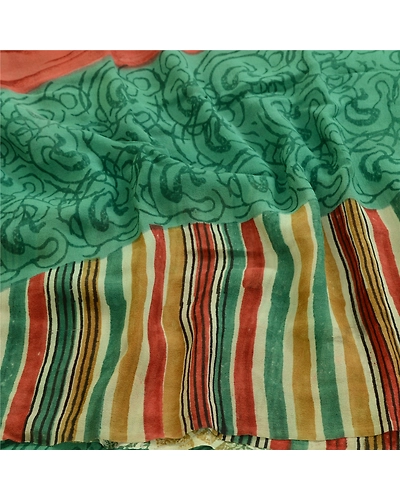 Sanskriti Vintage Indian Multi Sarees Printed Pure Georgette Silk Fabric Sari, PRG-2610-Multi-Printed Floral Design-Pure Georgette Silk-15