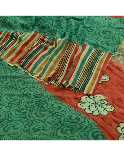 Sanskriti Vintage Indian Multi Sarees Printed Pure Georgette Silk Fabric Sari, PRG-2610-Multi-Printed Floral Design-Pure Georgette Silk-16