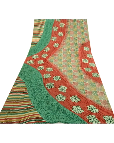 Sanskriti Vintage Indian Multi Sarees Printed Pure Georgette Silk Fabric Sari, PRG-2610-Multi-Printed Floral Design-Pure Georgette Silk-17