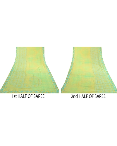 Sanskriti Vintage Green Indian Sarees Printed Georgette Sari 5Yd Craft Fabric, PRG-2754-Green-Printed Floral Design-Poly Georgette-14