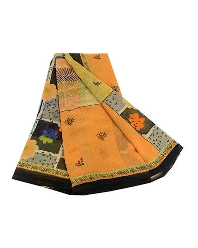 Sanskriti Vintage Indian Multi Sari Printed Georgette Sarees Floral Craft Fabric, PRG-2782-Multi-Printed Floral Design-Poly Georgette-11