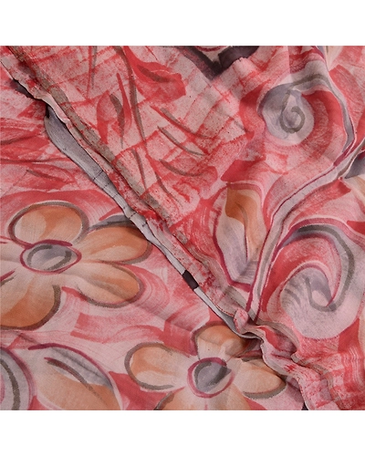 Sanskriti Vintage Sarees Dusty Pink Pure Georgette Silk Print Sari Craft Fabric, PRG-2832-Dusty Pink-Printed Floral Design-Pure Georgette Silk-10