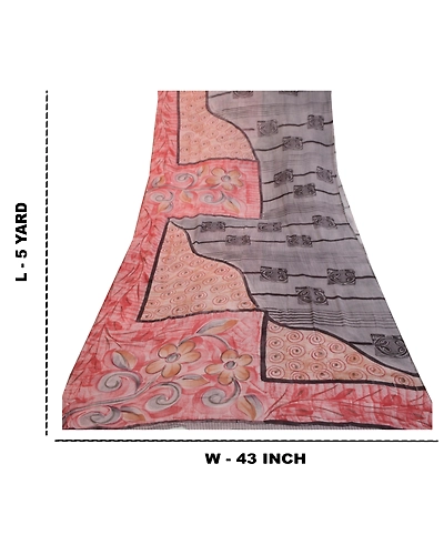 Sanskriti Vintage Sarees Dusty Pink Pure Georgette Silk Print Sari Craft Fabric, PRG-2832-Dusty Pink-Printed Floral Design-Pure Georgette Silk-12