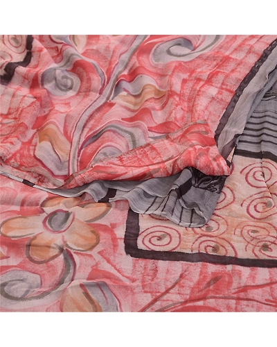 Sanskriti Vintage Sarees Dusty Pink Pure Georgette Silk Print Sari Craft Fabric, PRG-2832-Dusty Pink-Printed Floral Design-Pure Georgette Silk-18