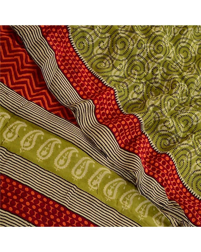 Sanskriti Vintage Green Sarees Pure Georgette Silk Printed Sari 5Yd Craft Fabric, PRG-2916-Green-Printed Floral Design-Pure Georgette Silk-10