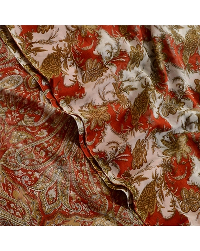 Sanskriti Vintage Ivory Sarees Pure Georgette Silk Printed Sari 5Yd Craft Fabric, PRG-3020-Ivory-Printed Floral Design-Pure Georgette Silk-11