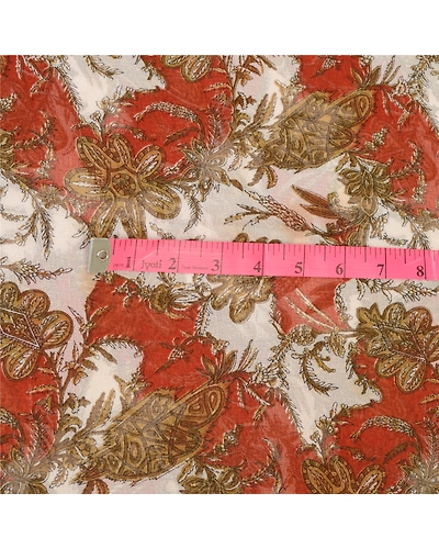 Sanskriti Vintage Ivory Sarees Pure Georgette Silk Printed Sari 5Yd Craft Fabric, PRG-3020-Ivory-Printed Floral Design-Pure Georgette Silk-13