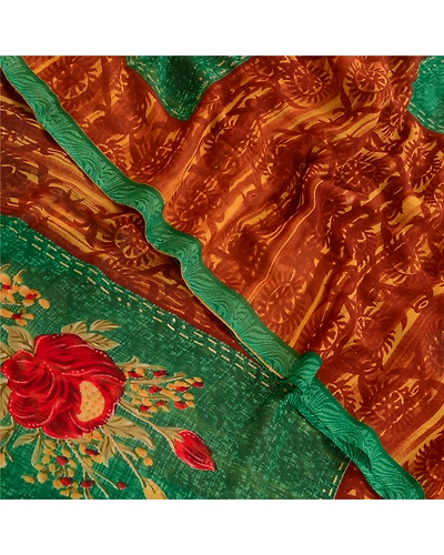 Sanskriti Vintage From India Brown Sarees Georgette Printed Sari Craft Fabric, PRG-3124-Brown-Printed Floral Design-Poly Georgette-10