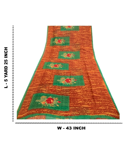 Sanskriti Vintage From India Brown Sarees Georgette Printed Sari Craft Fabric, PRG-3124-Brown-Printed Floral Design-Poly Georgette-12