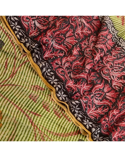 Sanskriti Vintage Indian Sari Multi Blend Georgette Printed Sarees Craft Fabric, PRG-3240-Multi-Printed Floral Design-Blend Georgette-10