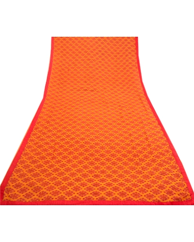 Sanskriti Vintage Saffron From India Sarees Georgette Printed Sari Craft Fabric, PRG-3288-Saffron-Printed Floral Design-Poly Georgette-17