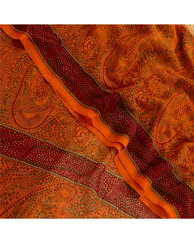 Sanskriti Vintage Ivory Indian Sarees Georgette Printed Sari Soft Craft Fabric, PRG-3412-Ivory-Printed Floral Design-Poly Georgette-10