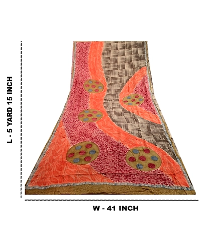 Sanskriti Vintage Indian Sari Multi Pure Georgette Silk Print Sarees Soft Fabric, PRG-3574-Multi-Printed Floral Design-Pure Georgette Silk-12