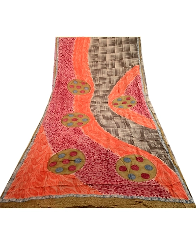 Sanskriti Vintage Indian Sari Multi Pure Georgette Silk Print Sarees Soft Fabric, PRG-3574-Multi-Printed Floral Design-Pure Georgette Silk-17