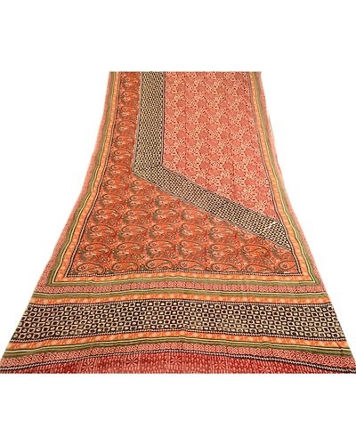 Sanskriti Vintage Indian Sarees Pure Georgette Silk Printed Sari Craft Fabric, PRG-3577-Multi-Printed Floral Design-Pure Georgette Silk-17