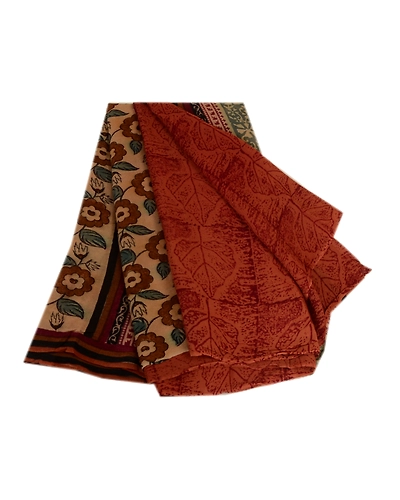 Sanskriti Vintage Brown Sarees Pure Georgette Silk Printed Sari Craft Fabric, PRG-3587-Brown-Printed Floral Design-Pure Georgette Silk-11