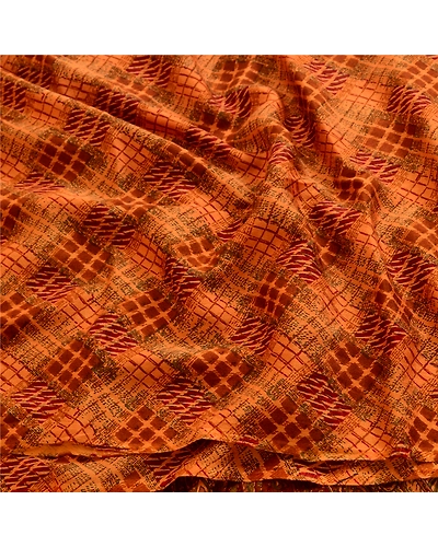 Sanskriti Vintage Orange Sarees Pure Georgette Silk Printed Sari Craft Fabric, PRG-3678-Orange-Printed Floral Design-Pure Georgette Silk-15
