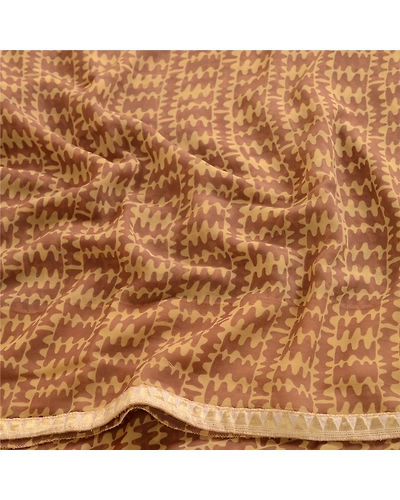 Sanskriti Vintage Brown From India Sarees Georgette Printed Sari Craft Fabric, PRG-3963-Brown-Printed Abstract Design-Poly Georgette-15