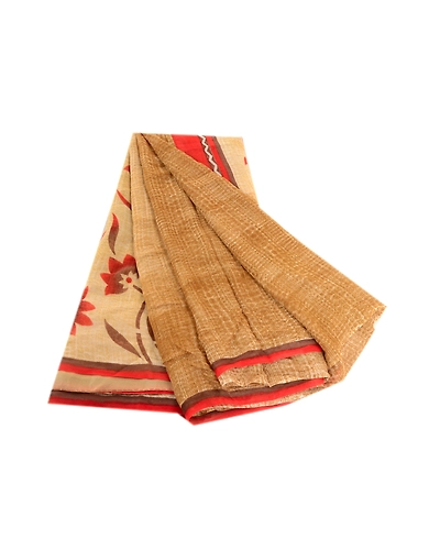 Sanskriti Vintage Brown Sarees Pure Georgette Silk Printed Sari 5Yd Craft Fabric, PRG-4121-Brown-Printed Floral Design-Pure Georgette Silk-11