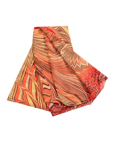 Sanskriti Vintage Indian Orange Sarees Blend Georgette Printed Sari Craft Fabric, PRG-4245-Orange-Printed Floral Design-Blend Georgette-11