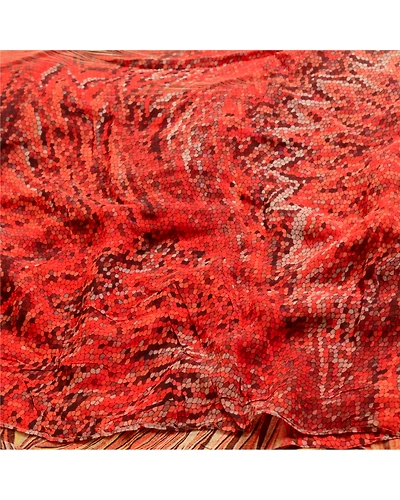 Sanskriti Vintage Indian Orange Sarees Blend Georgette Printed Sari Craft Fabric, PRG-4245-Orange-Printed Floral Design-Blend Georgette-15