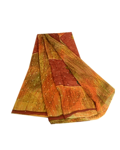 Sanskriti Vintage Green Sarees Hand Beaded Pure Georgette Silk Print Sari Fabric, PRG-4288-Green-Printed Floral Design-Pure Georgette Silk-11