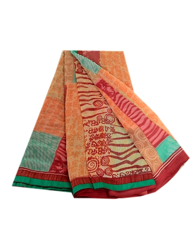 Sanskriti Vintage Sari Indian Multi Indian Georgette Printed Sarees Craft Fabric, PRG-4293-Multi-Printed Floral Design-Poly Georgette-11