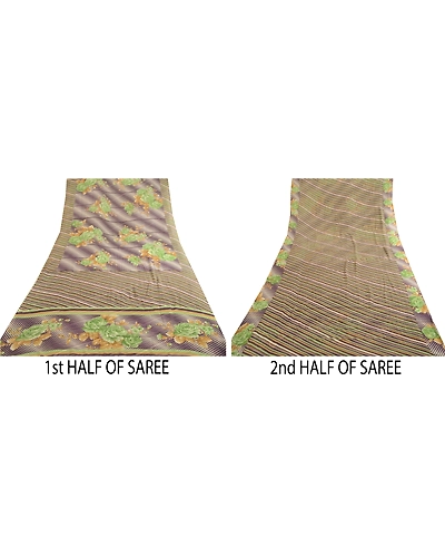 Sanskriti Vintage Purple Indian Sari Printed Georgette Sarees Soft Craft Fabric, PRG-4301-Purple-Printed Floral Design-Poly Georgette-14