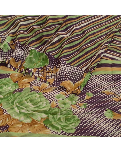 Sanskriti Vintage Purple Indian Sari Printed Georgette Sarees Soft Craft Fabric, PRG-4301-Purple-Printed Floral Design-Poly Georgette-16