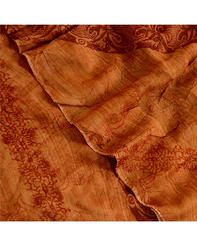 Sanskriti Vintage Brown Sari Pure Georgette Silk Printed Sarees Craft Fabric, PRG-4307-Brown-Printed Floral Design-Pure Georgette Silk-10