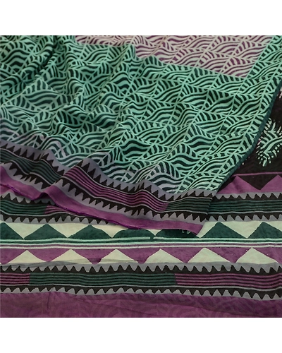 Sanskriti Vintage Purple Sarees Pure Georgette Silk Printed Sari Craft Fabric, PRG-4321-Purple-Printed Floral Design-Pure Georgette Silk-18
