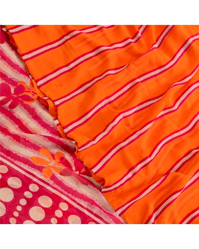 Sanskriti Vintage Pink From India Sarees Georgette Printed Sari 5Yd Craft Fabric, PRG-4528-Pink-Printed Floral Design-Poly Georgette-10