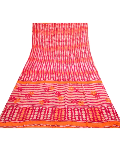 Sanskriti Vintage Pink From India Sarees Georgette Printed Sari 5Yd Craft Fabric, PRG-4528-Pink-Printed Floral Design-Poly Georgette-17