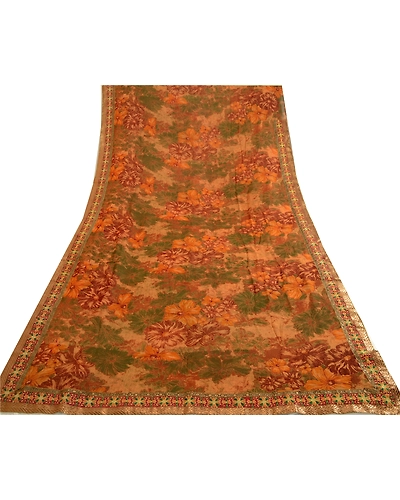 Sanskriti Vintage Multi Indian Sarees Blend Georgette Printed Sari Craft Fabric, PRG-4748-Multi-Printed Floral Design-Blend Georgette-17