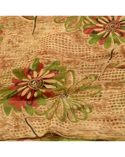 Sanskriti Vintage Brown Indian Sarees Chiffon Printed Sari Floral Craft Fabric, PRG-4828-Brown-Printed Floral Design-Poly Chiffon-15