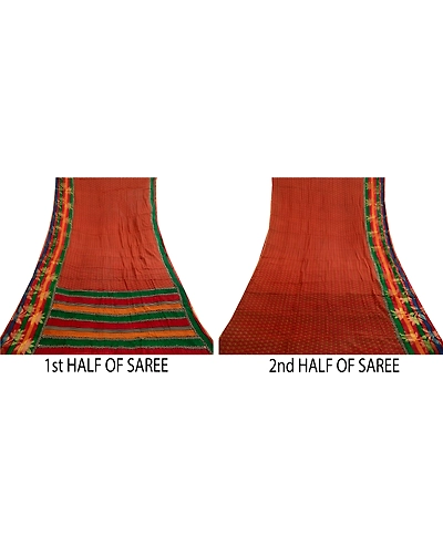 Sanskriti Vintage Dark Red Sarees Blend Georgette Printed Sari Craft Fabric, PRG-4858-Dark Red-Printed Floral Design-Blend Georgette-14