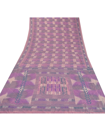 Sanskriti Vintage Purple Sarees Georgette Printed Sari 5 Yard Craft Soft Fabric, PRG-5387-Purple-Printed Floral Design-Georgette-14