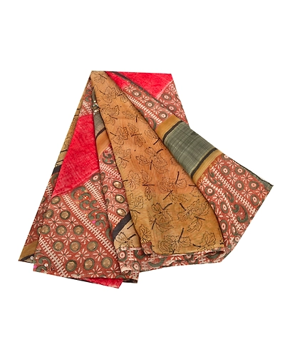 Sanskriti Vintage Sarees Bollywood Red Printed Sari Pure Georgette Silk Fabric, PRG-5794-Red-Printed Floral Design-Pure Georgette Silk-13