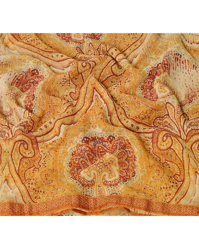 Sanskriti Vintage Cream Indian Sari Georgette Printed Sarees 5 Yard Craft Fabric, PRG-5814-Cream-Printed Floral Design-Georgette-11