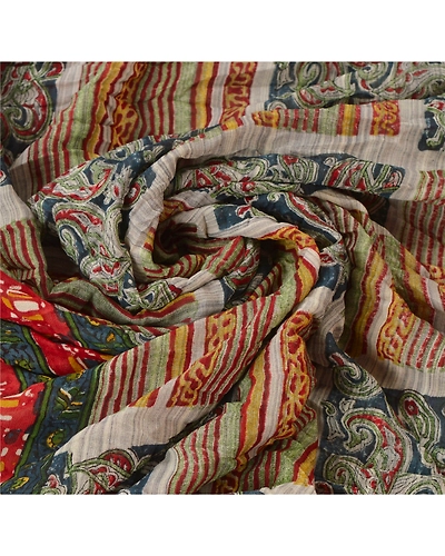 Sanskriti Vintage Indian Sari Pure Georgette Silk Printed Sarees Craft Fabric, PRG-5841-Multi-Printed Floral Design-Pure Georgette Silk-12