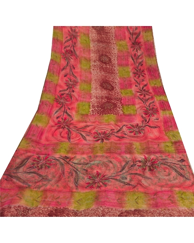 Sanskriti Vintage Brown Sarees Blend Georgette Printed Sari 5 Yard Craft Fabric, PRG-5937-Brown-Printed Floral Design-Blend Georgette-14
