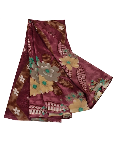 Sanskriti Vintage Indian Sari Brown Blend Georgette Printed Sarees Craft Fabric, PRG-67-Brown-Printed Work-Blend Georgette-17