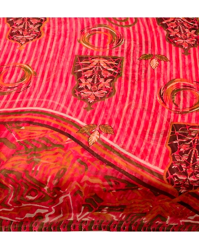 Sanskriti Vintage Indian Sari Pink Blend Georgette Printed Sarees Craft Fabric, PRG-82-Pink-Printed Work-Blend Georgette-11