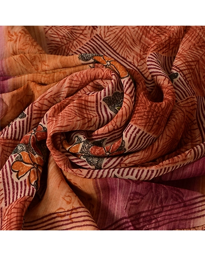 Sanskriti Vintage Indian Sari Blend Georgette Printed Craft 5 Yard Fabric Sarees, PRG-911-Multi-Printed Floral Design-Blend Georgette-13