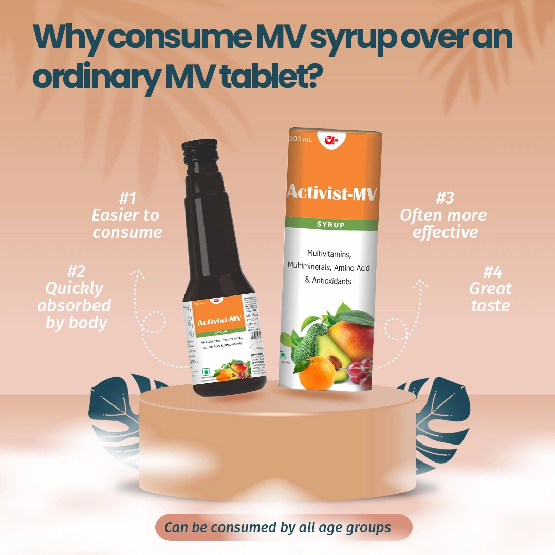 MV syrup containing Vitamin A, B12, E Folic Acid, Pantothenic Acid, Magnesium, Zinc Copper, vitamins and minerals-4