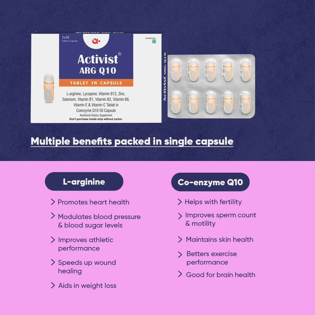 Arg Q10 cap  of Co Q10  l Arginine lycopene multivitamin  zinc selenium for Diabetes neurological disorder male infertility pregnancy support (10 Liquid Filled Capsules Strip x 3)-4