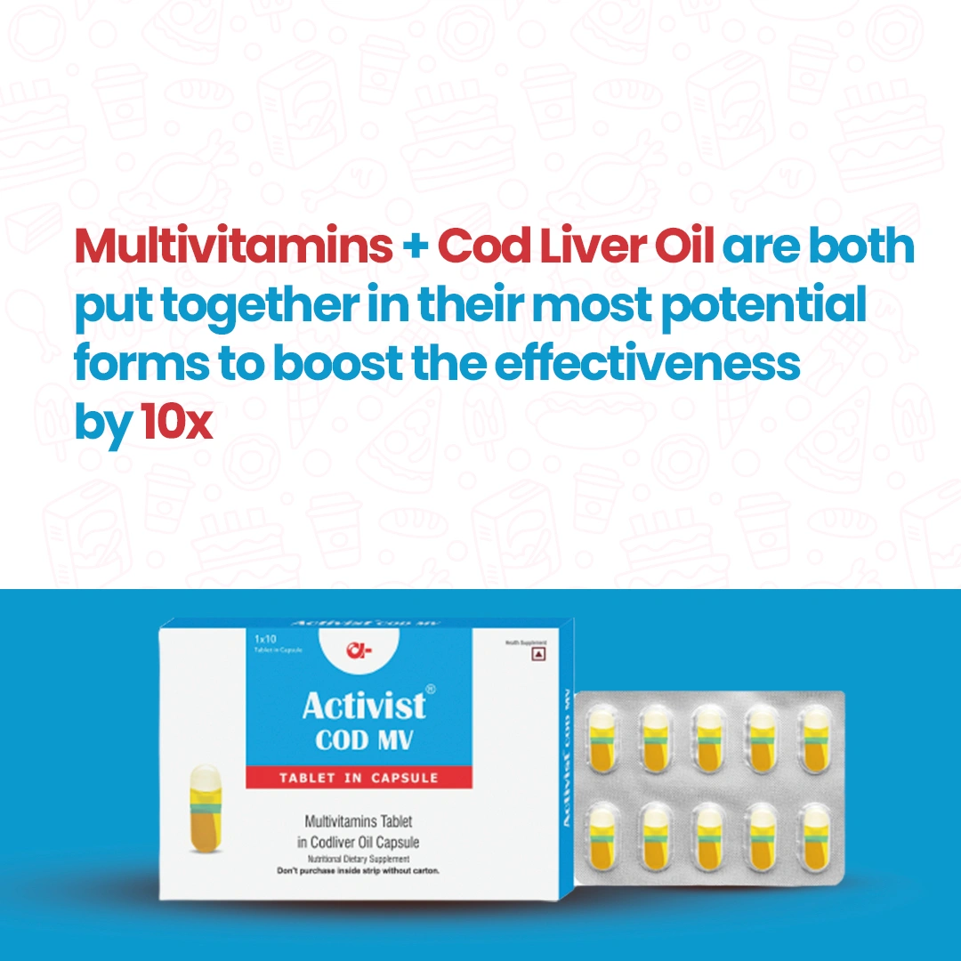 Activist COD MV  capsule Multivitamin tablet in Codliver oil  For Men &amp; Women With Ginseng,Vit E, Vitamin B complex For Healthy heart, Stamina, Boost energy, Healthy  Hair, Skin &amp; Nails. Immunity Booster - 60 Capsules-5