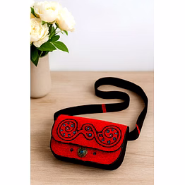 maroon handcrafted beaded crossbody bag cotton sling bag with zipper and magnetic snap for wholesale bulk export