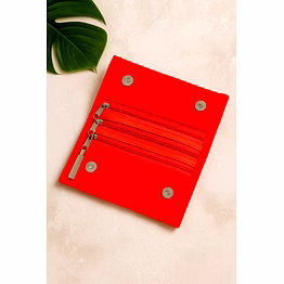 red velvet clutch purse with mirror work, magnetic closure and inner zipper pockets for wholesale supply